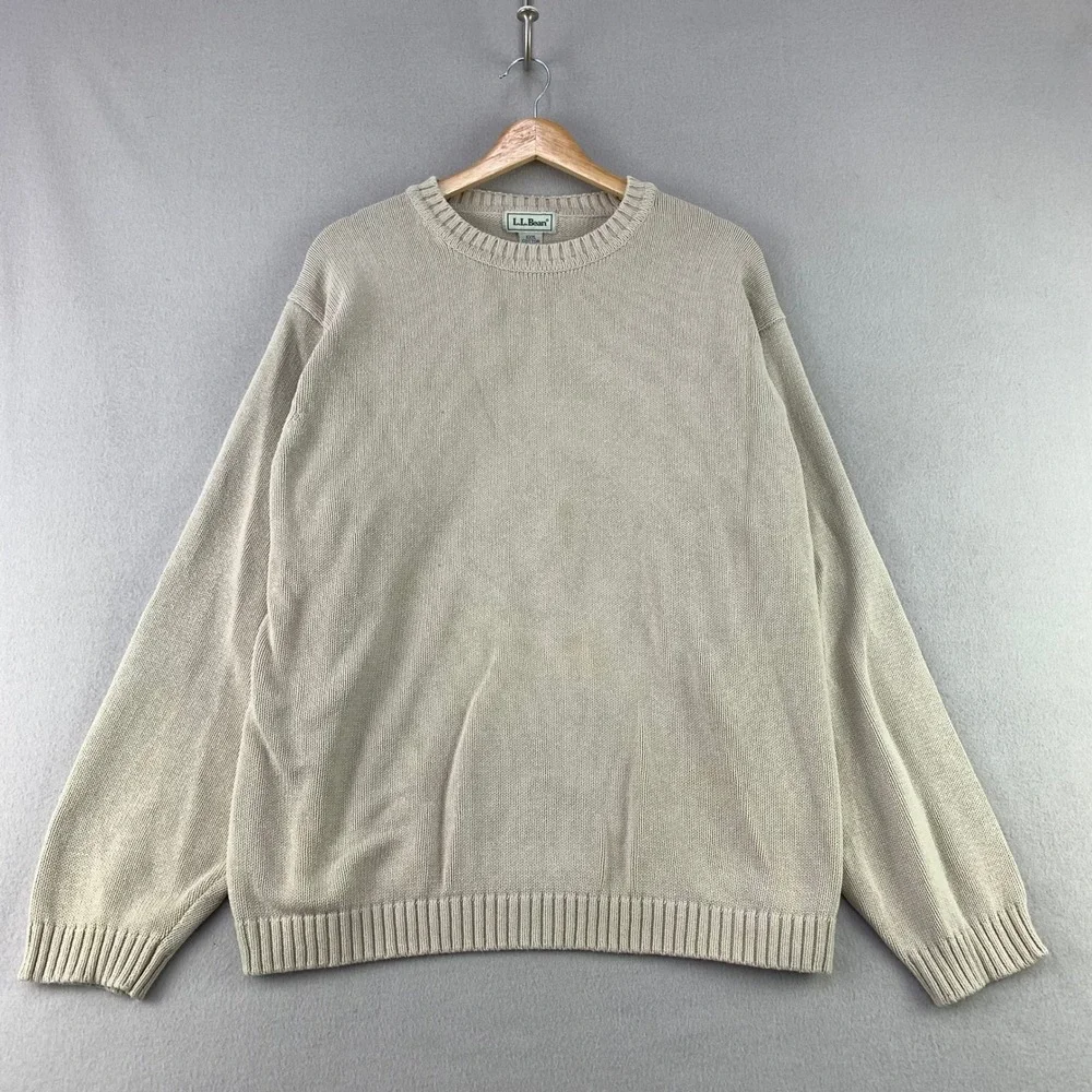 Vintage LL Bean Fisherman Sweater Mens XXL Cotton Knit Crewneck Made in Scotland